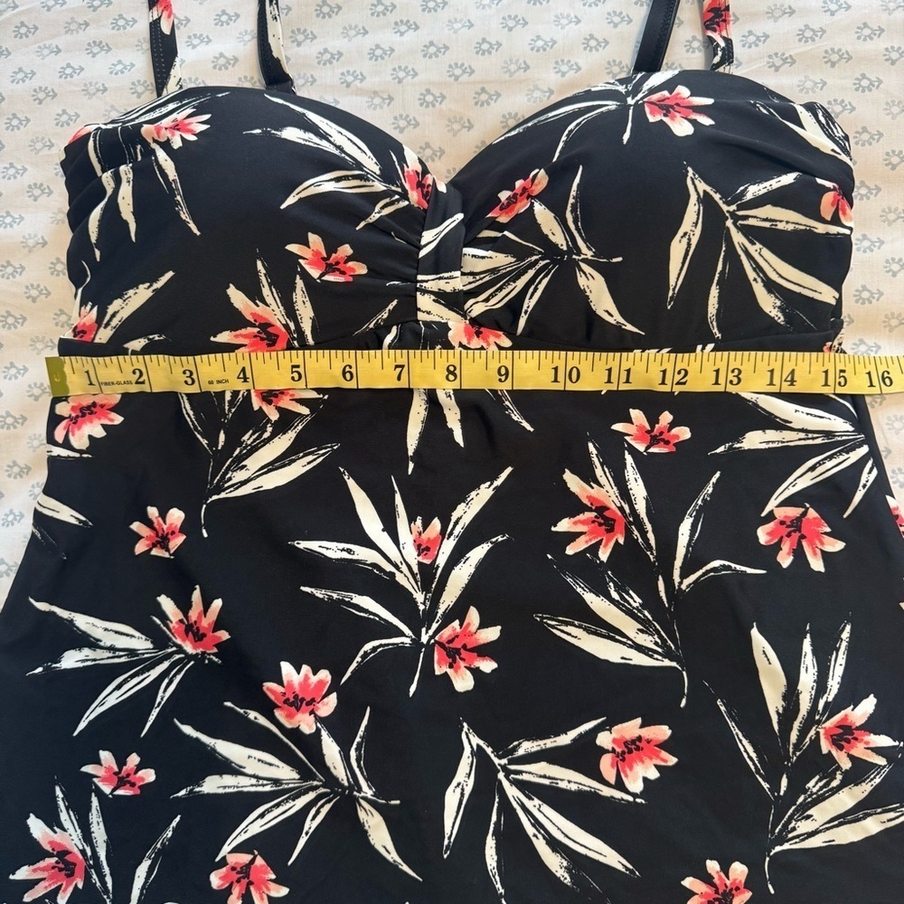 SurfGear NWT Black Floral Women's Large Tankini Swim Top - Picture 4 of 7